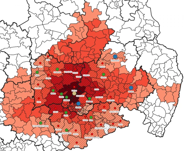 CIMA Untersuchungsraum - 1h MIV-Erreichbarkeit  zum Airportpark Dresden